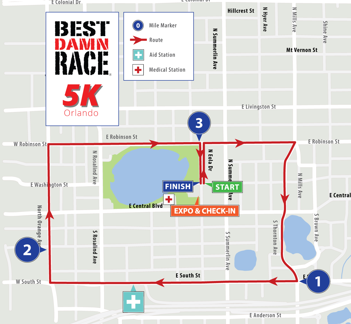 Best Damn Race Orlando 5K Map
